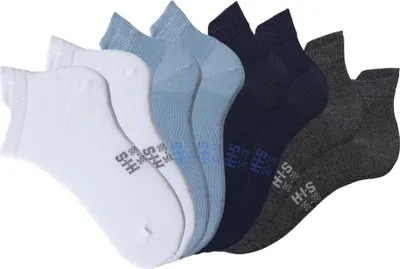 Produktbild von H.I.S. Sneakersocken 8 -teilig 2x marine, 2x weiß, 2x grau meliert, 2x hell blau Größe 43/46
