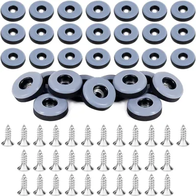 Produktbild von Runde Teppichgleiter zum Schrauben - 32er Set für Möbel, Schwarz, 22mm