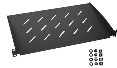 Fachboden für einen 19 Zoll Serverschrank mit 1 Höheneinheit von HMF mit 48.3 cm Breite in Schwarz