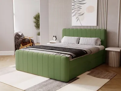 Produktbild von GrainGold Boxspringbett Osteno 180x200 - Bett mit Matratze und Topper - Boxspringbett mit Bettkasten und Matratze - Boxspringbett - Grün (Komodo 61)