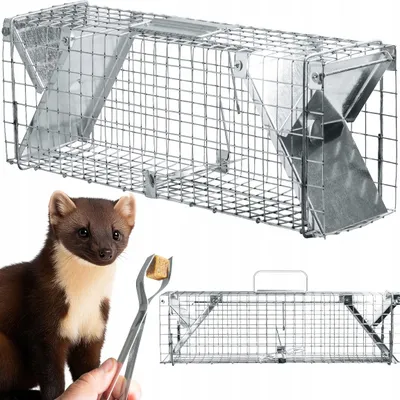 Image de Piège pour animaux 65x17x20cm Piège vivant pour rats martres Vivant jardin Piège pour fouines Piège pour rats lapin chat, avec deux entrées