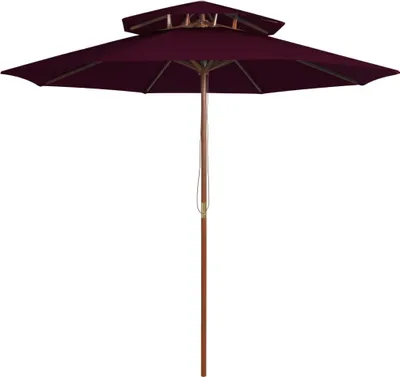 Produktbild von Sonnenschirm mit Doppeldach und Holzmast Bordeauxrot 270 cm , Markisen Design 2024