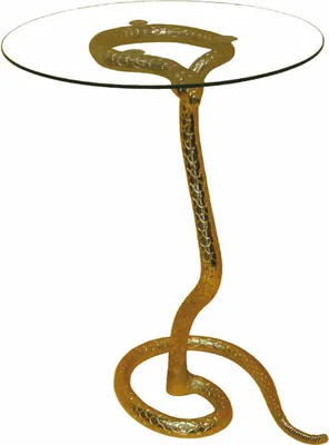 Produktbild von Casa Padrino Luxus Kunstharz Beistelltisch mit Glasplatte Schlange Gold Ø 46 x H. 59 cm