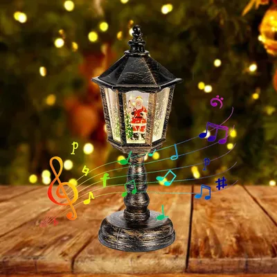 Weihnachts-Schneekugel-Laterne mit Musik, Vintage, 1 Stück