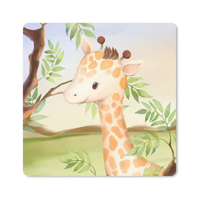 Produktbild von MuchoWow® Mauspad Mousepad Dschungel - Giraffe - Blätter 30x30 cm - Mousepads - Maus Mat - Pad - Mausunterlage - Gaming