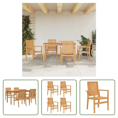 Produktbild von The Living Store 5-tlg. Garten-Essgruppe Massivholz Teak