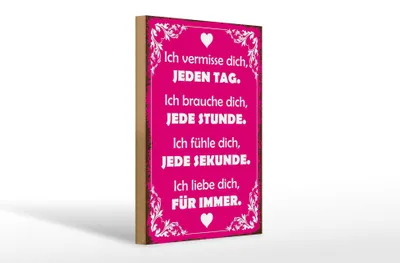Produktbild von Holzschild Spruch 20x30cm ich vermisse dich jeden Tag