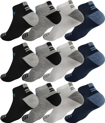 Produktbild von 12 Paar Sneaker Socken Herren Damen – 95% Baumwolle – Uni Sportsocken für Alltag & Freizeit – Atmungsaktiv, Bequem, Elastisch – Größe 39–46 12 Paar, mix12 39-42