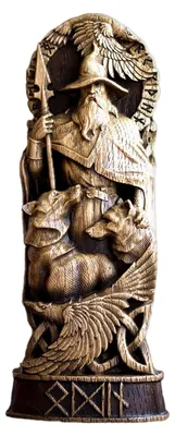 Odin-Figur, nordischer Gott, Harzskulptur, 9,4x4,6x20,1 cm, Antik-Bronze
