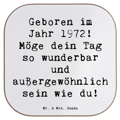 Produktbild von Mr. & Mrs. Panda Untersetzer für Gläser Spruch 1972 Geburtstag - Weiß - Geschenk, außergewöhnlicher Tag, Alter, magische Momente, Coaster, 50., Happy Birthday, Glas