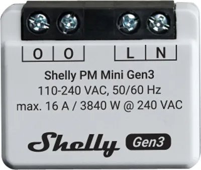 Produktbild von Shelly PM Mini Gen3 Electric Mini Gen3 Switch 1P Smart Switch Grau