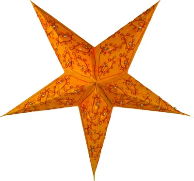 Produktbild von Faltbarer Advents Leucht Papierstern, Weihnachtsstern 60 cm - Platon Orange, Star Fensterdeko, 5 Spitzen