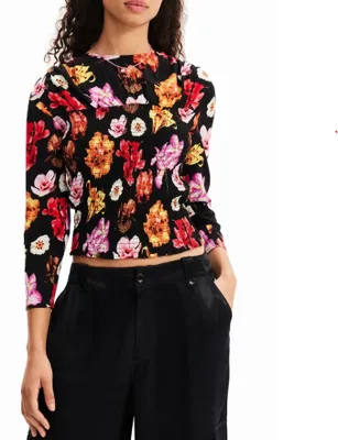 Immagine prodotto di Desigual Blus Rosa Camicetta da donna con stampa floreale colorata maniche corte a 3/4