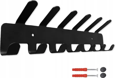 Produktbild von Schwarz Garderobenhaken aus Stahl - 13 Haken - 37,5 cm- Kleiderhaken Wand