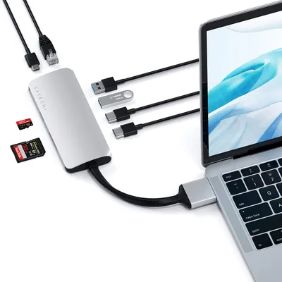 Produktbild von Satechi ST-TCDMMAS, USB 3.2 Gen 1 (3.1 Gen 1) Type-C, 60 W, Silber, MicroSD (TransFlash), MicroSDHC, MicroSDXC, SD, USB 3.2 Gen 1 (3.1 Gen 1) Type-C, USB