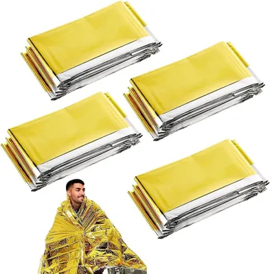 Produktbild von 4 Stück Notfalldecke - Rettungsfolie - 160x210 cm - Gold/Silber - Für Outdoor-Aktivitäten, Wandern und Camping – Für Erste-Hilfe Notfälle