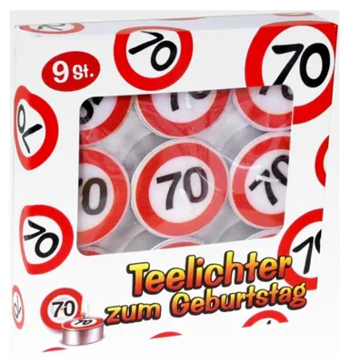 Produktbild von Teelichter 70. Geburtstag Verkehrsschild 9tlg.