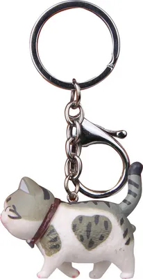 Produktbild von Mini niedliches Cartoon-Mollkatzen-Modell zum Aufhängen, Spielzeug, Schlüsselanhänger, Schlüsselanhänger, Taschenanhänger-Grau weiß