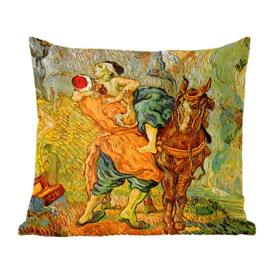 Produktbild von MuchoWow® Zierkissen Sofakissen Wohnzimmer Dekokissen 50x50 cm Der barmherzige Samariter - Gemälde von Vincent van Gogh - Komfort - Sofakissen