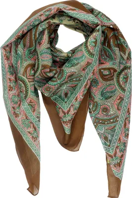 Produktbild von Baumwolltuch indische Blumen Blätter Muster09 braun quadratisches Tuch
