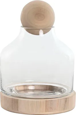 Obrázek produktu pro Váza Home ESPRIT Transparentní přírodní dřevo křišťál 18 x 18 x 24 cm