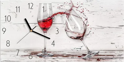 Produktbild von Wanduhr aus Glas mit Motiv Rotweingläserfall- 60 x 30 cm - inkl. Aufhängesystem