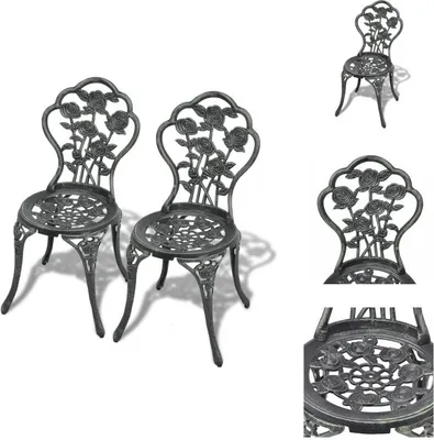 Produktbild von vidaXL Bistro-Stühle 2 Stk. Aluminiumguss Grün - Gartenstühle