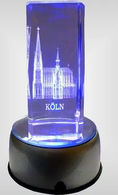 Produktbild von Kölner Dom Glas Cristal Laser Gravour Köln Dom LED beleuchtet 5x5x12 cm