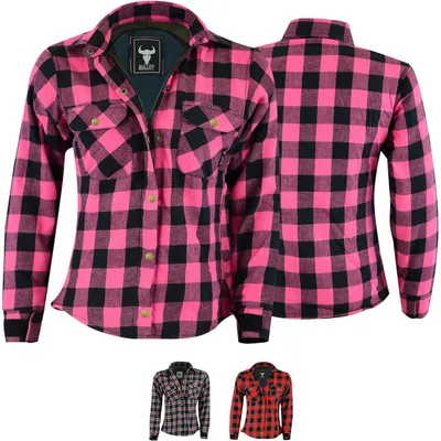 Produktbild von Damen Motorradhemd Lumberjack Holzfäller Hemd mit Protektoren, Farbe:Rosa, Größe:42/XL