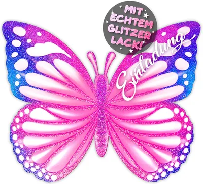 Produktbild von Glitzer-Schmetterlings-Einladungskarten – Set mit 12 Stück – Diese Schmetterlings-Party-Karten sind die perfekten Einladungen für eine Schmetterlingsparty