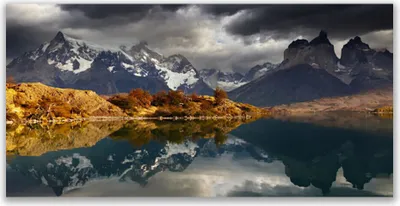 Produktbild von Tulup Leinwand-Bilder 140x70 Wandbild Canvas Kunstdruck Gebirge See Landschaft