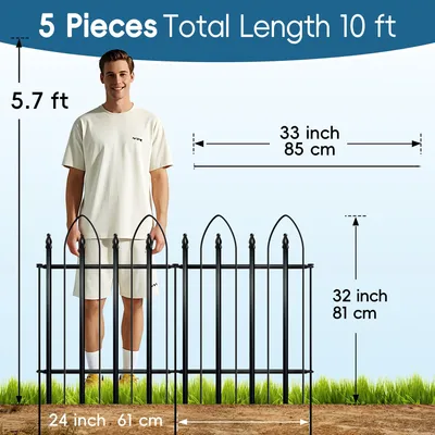 Produktbild von Metall Gartenzaunpaneele, pulverbeschichtet, 81x61 cm, 4 Paneele + 1 Tor, für Garten