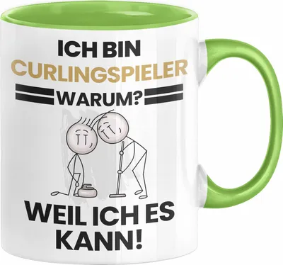 Produktbild von Curlingspieler Geschenk Tasse Lustiger Spruch Ich Bin Curlingspieler Warum Weil Ich Es Kann Geschenkidee Bester Curlingspieler Geburtstag Kaffee-Becher (Grün)