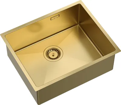 Produktbild von QUADRON Spülbecken 1-Becken Spüle | Größe: 54 x 44 x 20,5 cm | ANTHONY 60 | Küchenspüle Edelstahlspüle mit Siphon | Gold Pvd