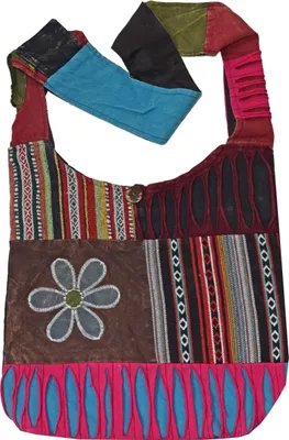 Produktbild von Patchwork Tasche Umhängetasche Handtasche Beuteltasche Tragetasche Schultertasche Shopper bestickt, Schnürung