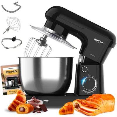 Küchenmaschine 1500 W leise, 5 l Edelstahlschüssel, 10 Stufen, Puls