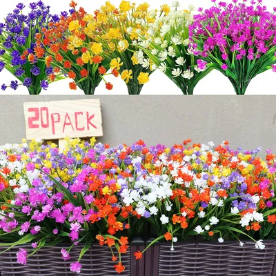 Produktbild von Omgoods – 20 Bündel künstliche Blumen, UV-beständig, für Innen- und Außenbereich