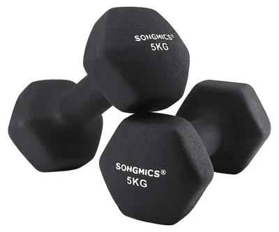 Produktbild von Sechseckiges Hantelset, Vinyl, ergonomischer Griff, platzsparend – 2 kg x 2 / 5 kg x 2