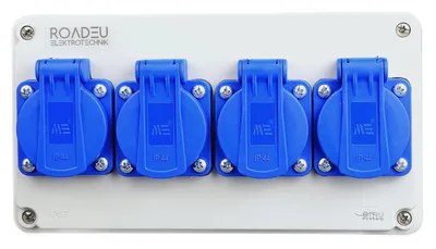 Produktbild von RoadEu - Steckdosenverteiler 4x Schuko 230V. Stromverteiler IP44 Für den Innen- und Außeneinsatz, Baustromverteiler 16A, für Indoor Outdoor-Bereich