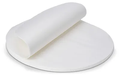 Image de 100 feuilles de papier sulfurisé rond, 30 cm de diamètre | Papier sulfurisé résistant à la chaleur et antiadhésif pour les plats au barbecue | Pour les fours à pizza, les friteuses à air chaud, les moules à gâteaux et les poêles à barbecue