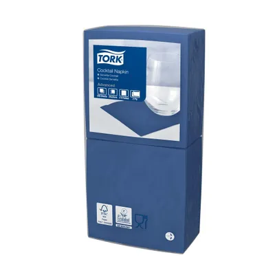 Produktbild von Cocktailservietten Advanced 24x24cm 1/4 Falz 2-lagig dunkelblau VE=200 Stück