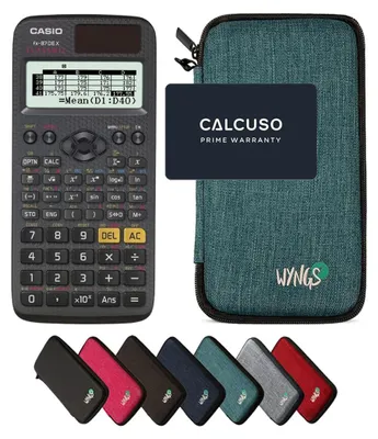 Produktbild von Casio fx-87DE X ClassWiz inkl. WYNGS Schutztasche Türkis - Wissenschaftlicher Taschenrechner - Basic Set