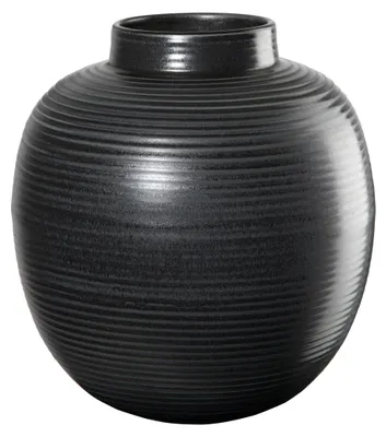 Produktbild von ASA Selection japandi Vase, black D. 20 cm, H. 22 cm schwarz matt Steingut 73003174