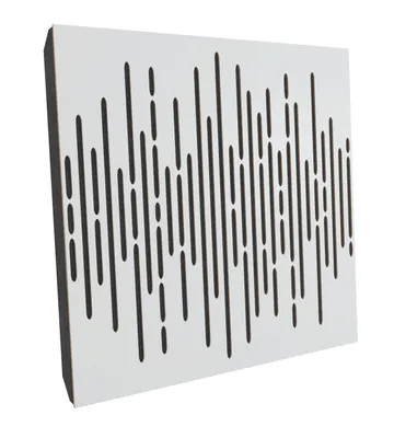 Zdjęcie produktu dla 4szt PANELE ŚCIENNE AKUSTYCZNE z zestawem montażowym | "Wave" 50x50x5cm | Drewniany dyfuzor akustyczny | kolor: Biały