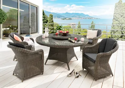 Produktbild von Destiny MALAGA LUNA Essgruppe 4 Se + Tisch Ø 150x75cm mit Drehteller vintage grau