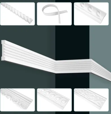 Produktbild von GRAND DECOR Stuckleisten Wand flach, PolyurethanHartschaum & Flexibel - 2m Wandleisten weiß modern & Barock, Menge:2 Meter / 1 Leiste, Alle Modelle:CR700 - 17x8mm