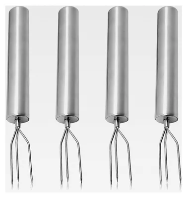 Produktbild von Pellkartoffelgabel, 4 Stück, aus Edelstahl mit 3 Zinken, wiederverwendbar für Gemüse und Grillgut