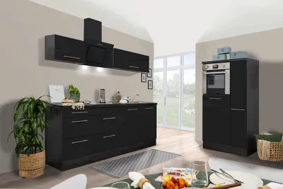 Produktbild von Küche Küchenzeile Küchenblock Eiche Schwarz Amanda 300 cm Respekta Premium