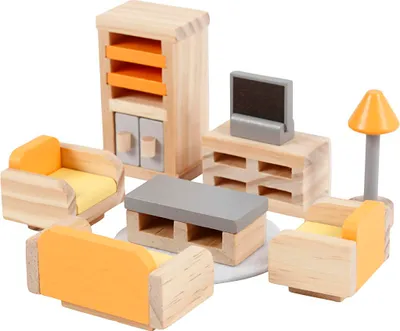 Produktbild von Viga-Möbel für Puppenhaus, Wohnzimmer, Maße 2x2x7,5 cm, 8 Teile 1 Set