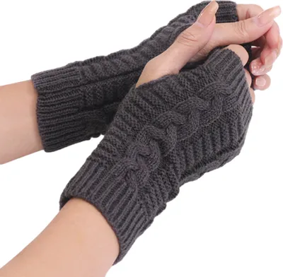 Produktbild von Damen-Armstulpen mit Rippstrick, dehnbare, fingerlose Handschuhe aus Zopfstrick